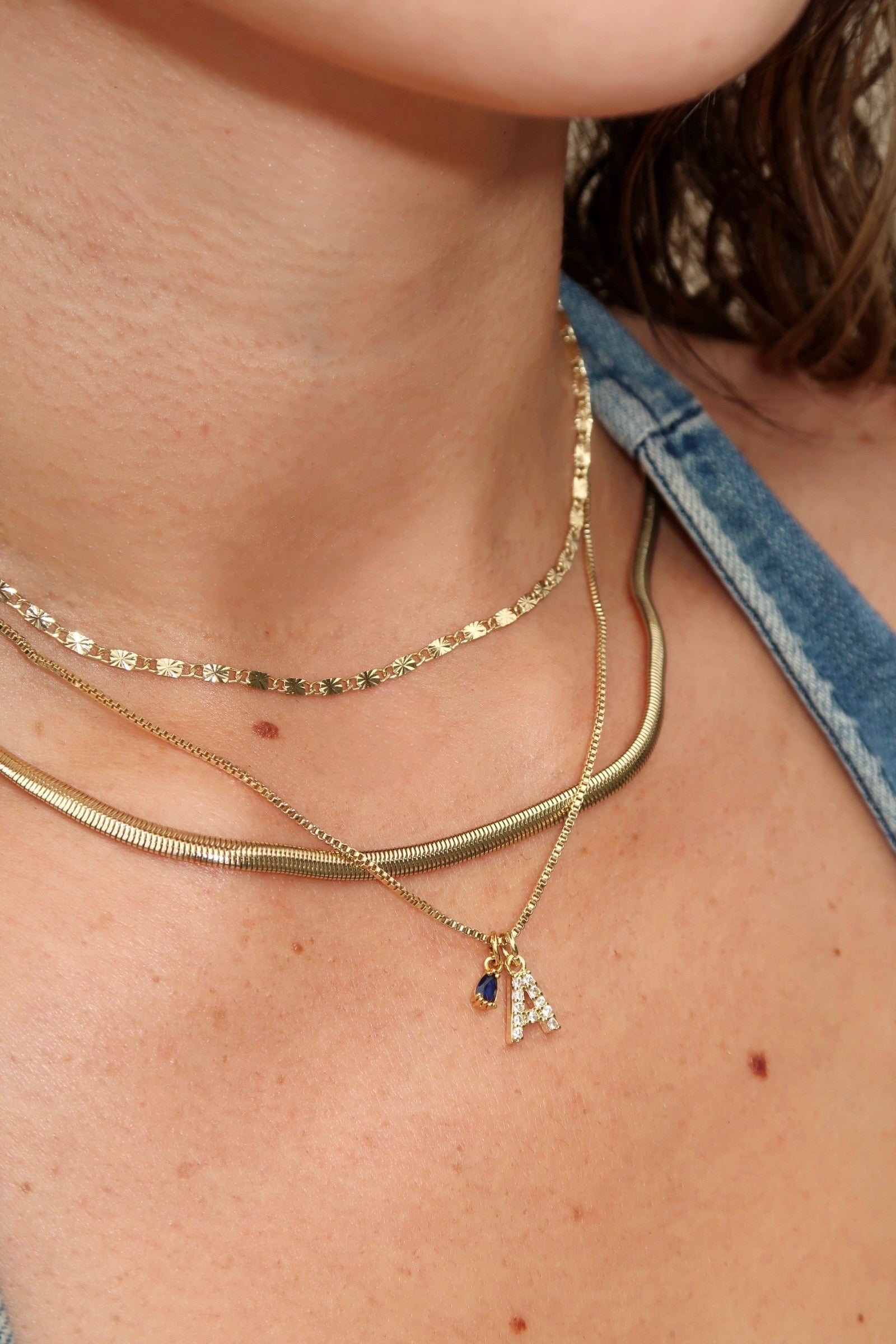 Initial + Birthstone Charm Necklace