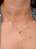 Initial + Birthstone Charm Necklace